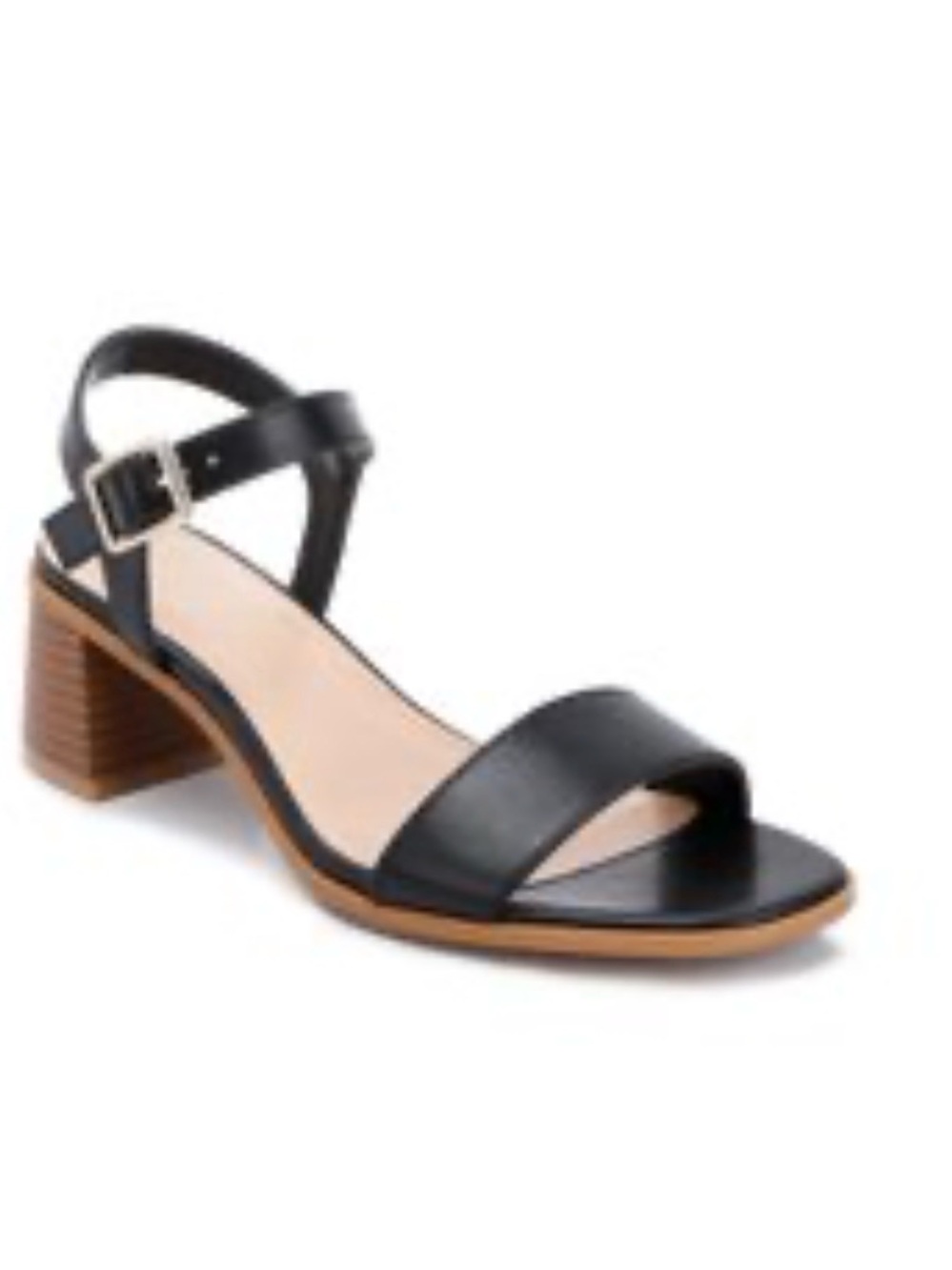 Classic Black Ankle-Strap Block Heel Sandal